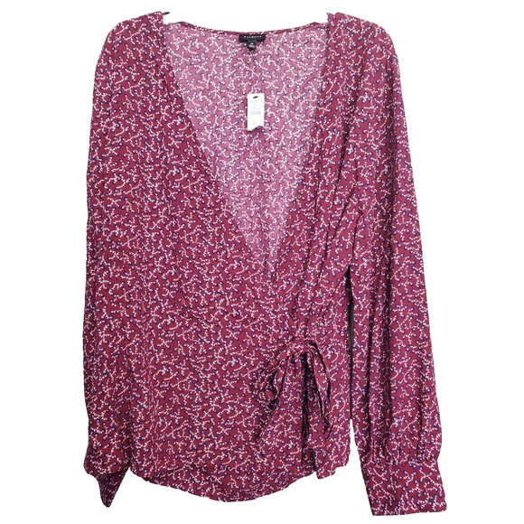 Talbots Tops - Talbots Floral Print Poet Sleeve Wrap Top Size XL NWT